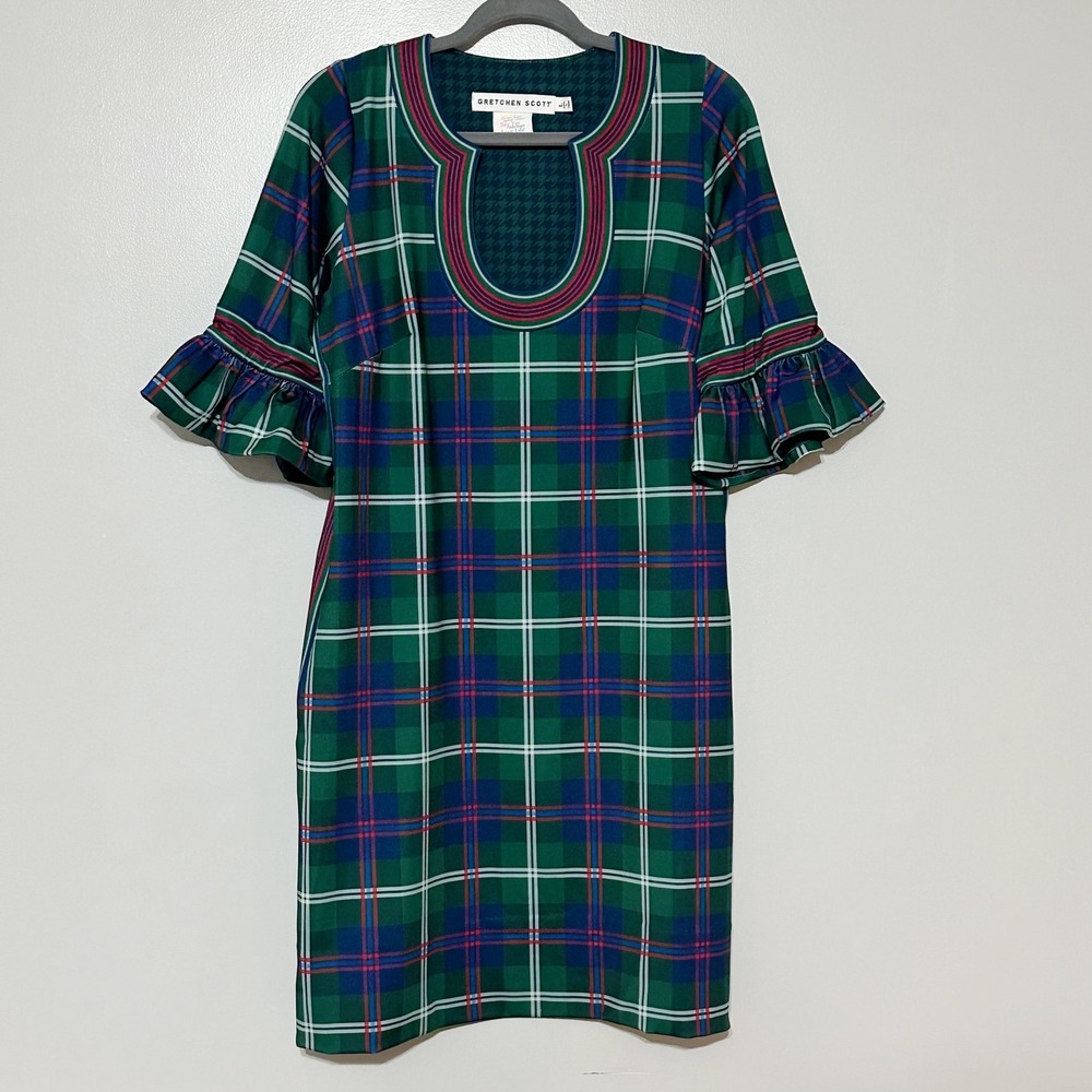 Gretchen Scott Shake Your Tushy Dress in a green Middleton plaid Size Large